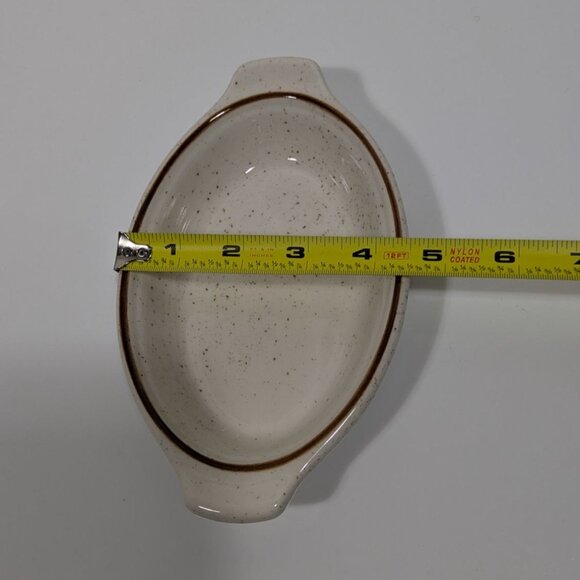 Syracuse Speckled Brown Oval Au Gratin Dish Vintage Ceramic Serving Bakeware - Picture 4 of 6